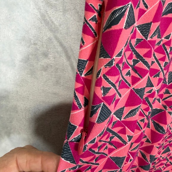Title Nine Dream Dress Womens Medium Pink Geometric Print Zip Pocket Cap Sleeve - Picture 9 of 11